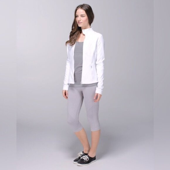 Lululemon In The Flow Crop II Leggings 4 Seamless Heathered light Gray W6B41S - Picture 1 of 8